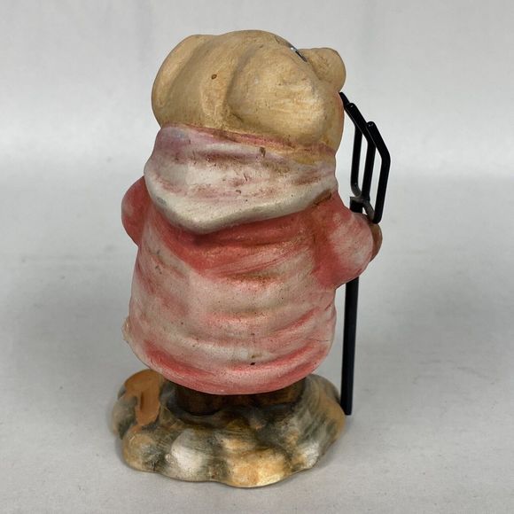 Pig Figurine In Pink Jacket Holding Rake Mrs. Farmer Farmhouse Country - As Is - Picture 4 of 11